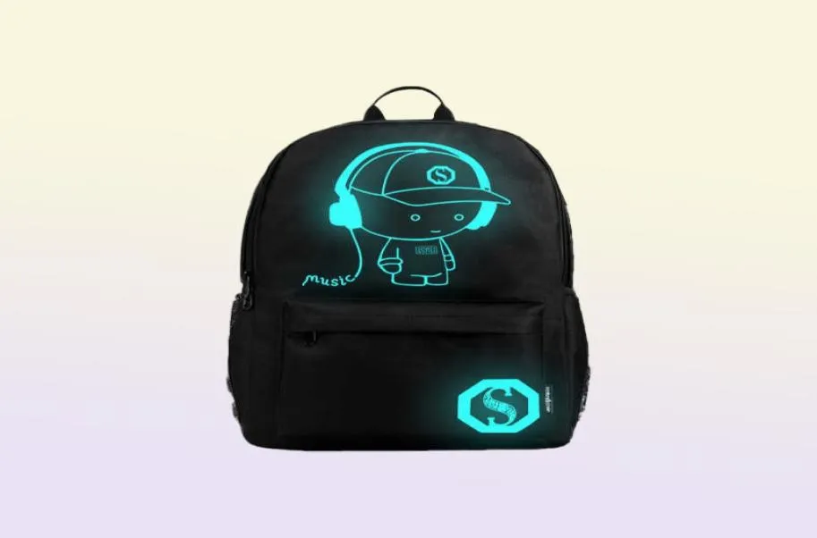 Супер крутая светящаяся мальчики и девочки рюкзак USB Зарядка школьные сумки аниме мода Unisex rackpack Teenger Men Men Travel Bag 2110136563826