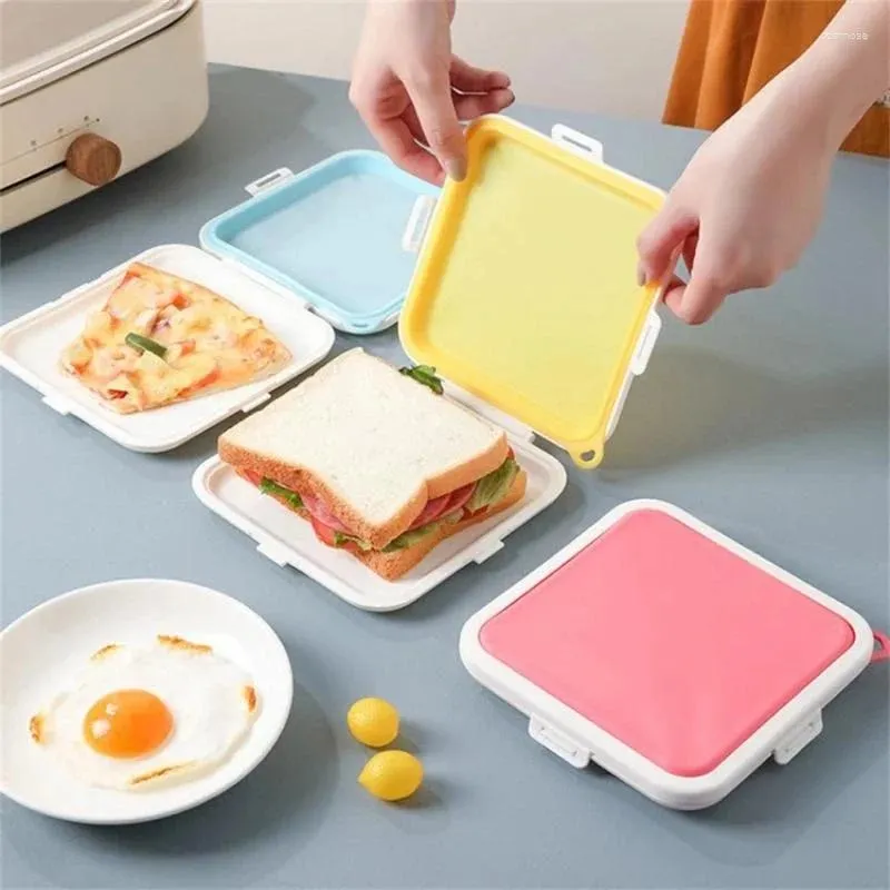 Dinnerwaren 1pc Sandwich Storage Box Silicon Lunch Hülle wiederverwendbare Mikrowellenbehälterboxen