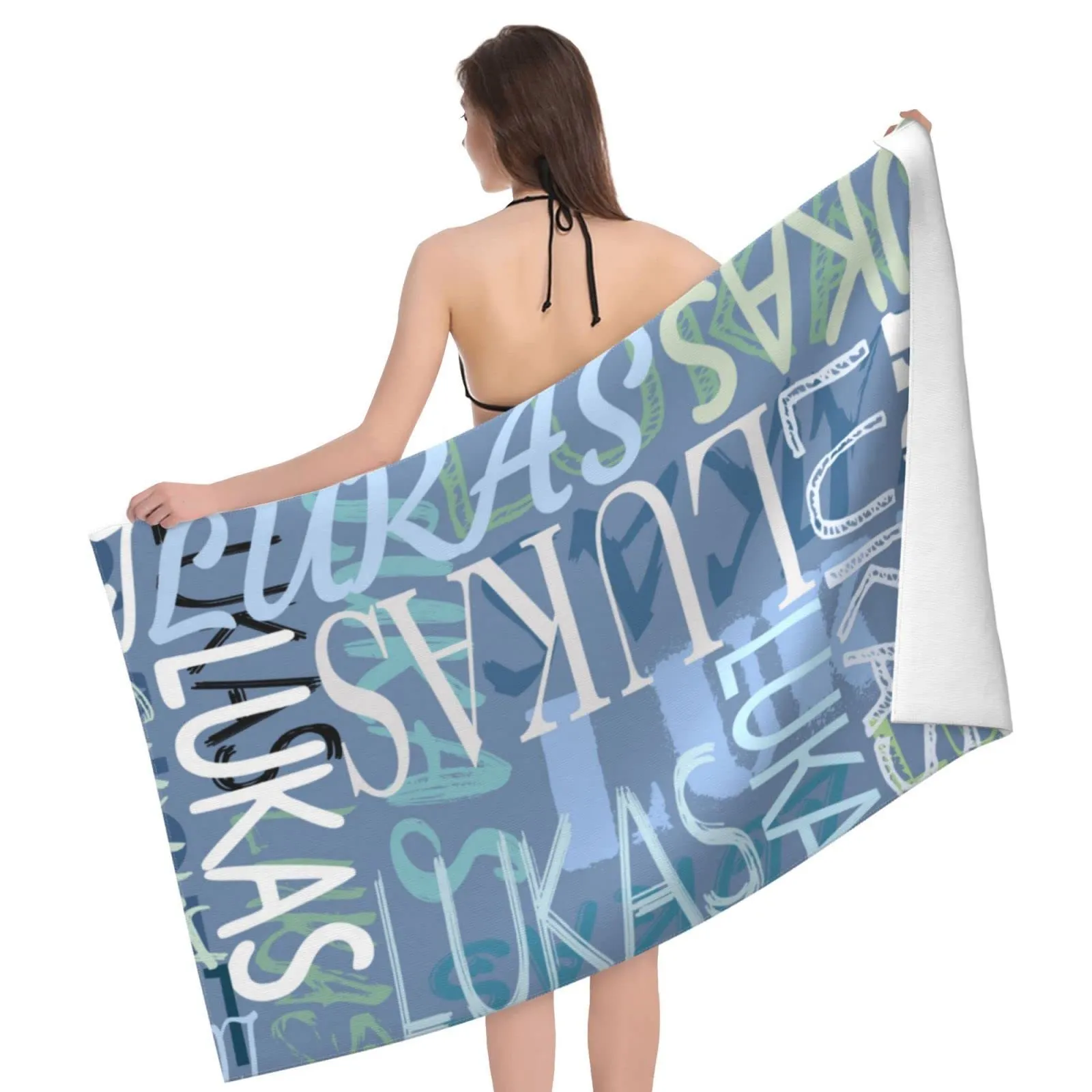 Signature personnalisée Style Planche serviette de plage Page de plage Summer Fun Pink Blue Purple Nom Personnalisé Bath Serviette