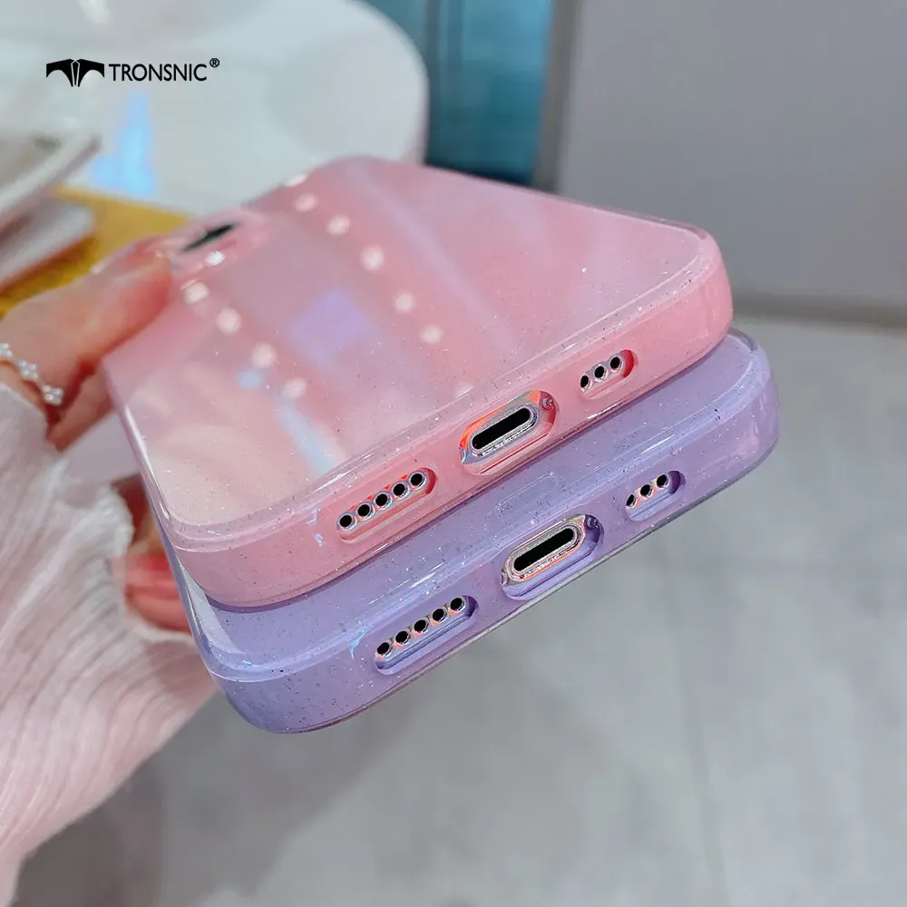 Ins Candy Glossy TPU Téléphone TPUS pour iPhone 14 13 12 11 Pro Max XR XS Max 7 8 Plus luxe Soft Soft Purple Silicone Cover Capa