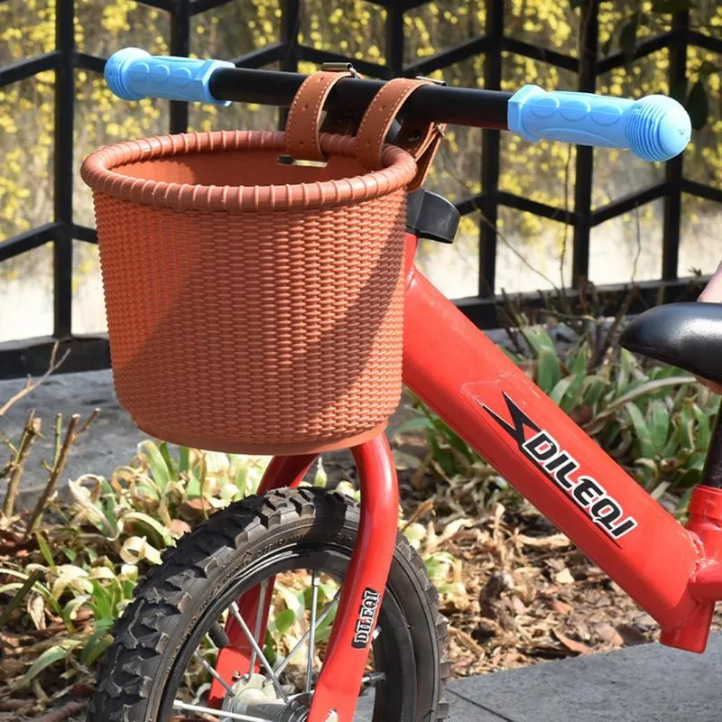 Kids Bike Basket Wicker Woven Front Bicycle Basket For Boys Girls Mini Handlebar Basket For Kids Bike Or Scooter