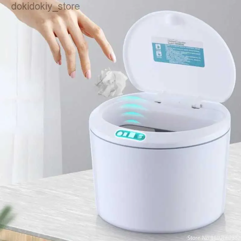 Waste Bins Smart Induction Trash Can Automatic Dustbin Bucket Electric Rubbish Basket Car Rubbish Waste Bin for Office Kitchen Bathroom L49