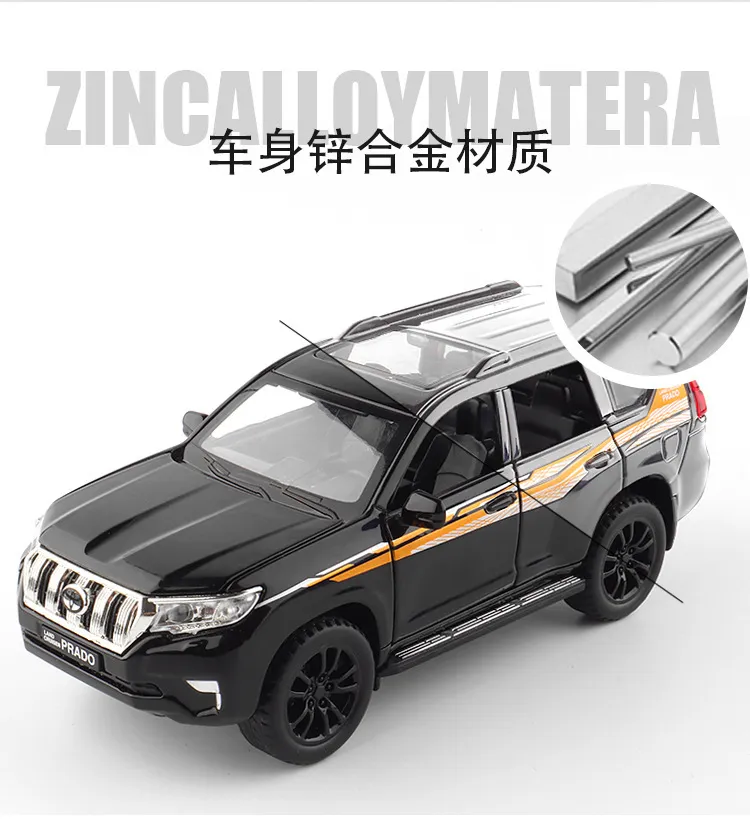 DHgate.com:1:32 Toyota Land Cruiser Prado Alloy Pull-Back