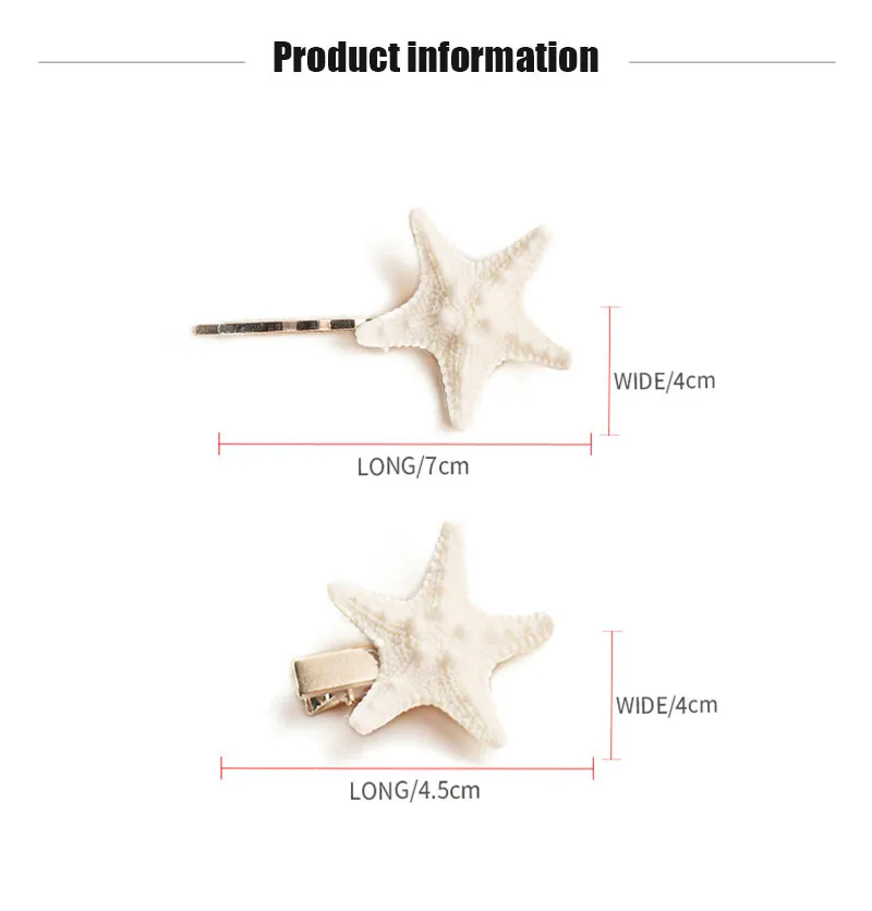 Star Hair Barrettes: Starfish Hair Clips, Natural Sea Star  display picture 3