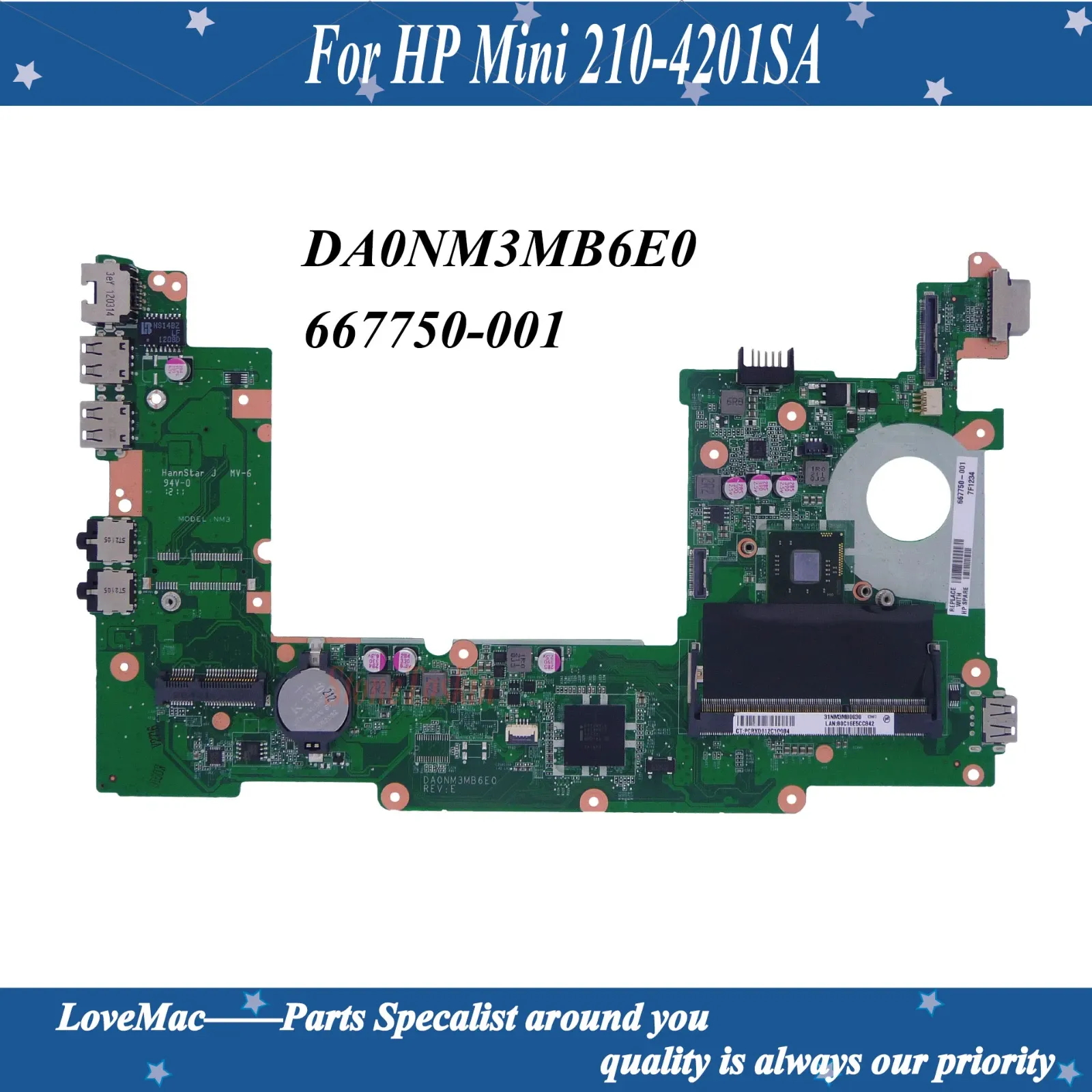 Motherboard High quality 676909001 For HP Mini 2104201SA Laptop Motherboard DA0NM3MB6E0 100% tested