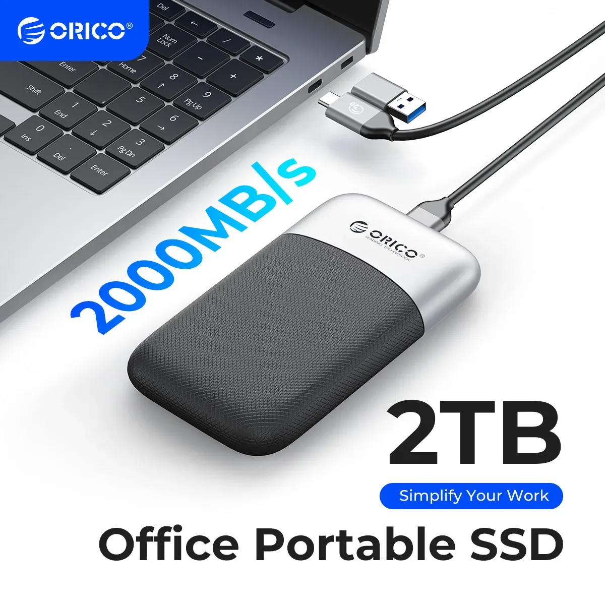 Drives Orico Taichi Portable SSD 2000 MB/s Zewnętrzny dysk stałego stałego 2TB 1TB 512 GB USB 3.2 Gen2 Type C PSSD dla laptopa Huawei Matebook