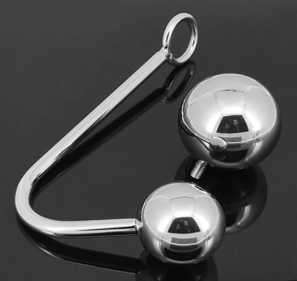 Unisex Stainless Steel Anal Hook Replaceable 2 Ball Butt Anus Plug Truss Up Bondage Devices Adult BDSM Sex Toy For Male Female A504476230