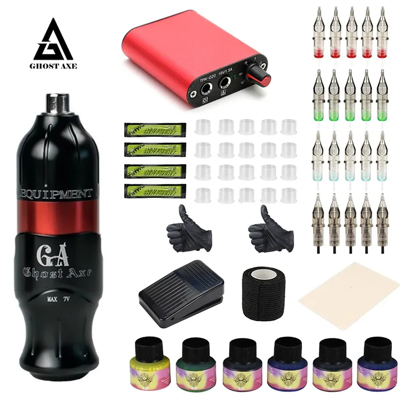 اللوازم قصيرة الوشم Hine Kit Mini Power Supply مع إبر الخرطوشة المسلحة الوشم الروتن