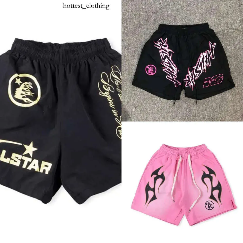Hellstar şort cehennem yıldız şort erkek yaz cehennem klasik alev mektubu baskı erkekler kadınlar kısa pantolon sokak kıyafetleri terry kumaş gündelik pantolonlar s0da 261