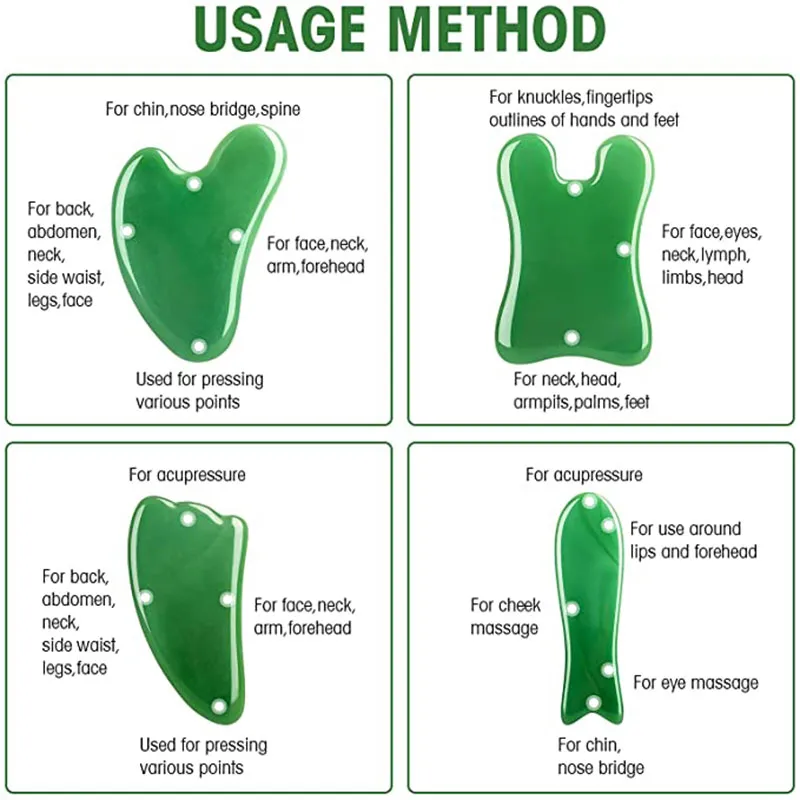 Jade Stone Gua Sha Board Masaż twarzy Naturalny gwakowy masażer skrobaczowy dla ciała twarzy