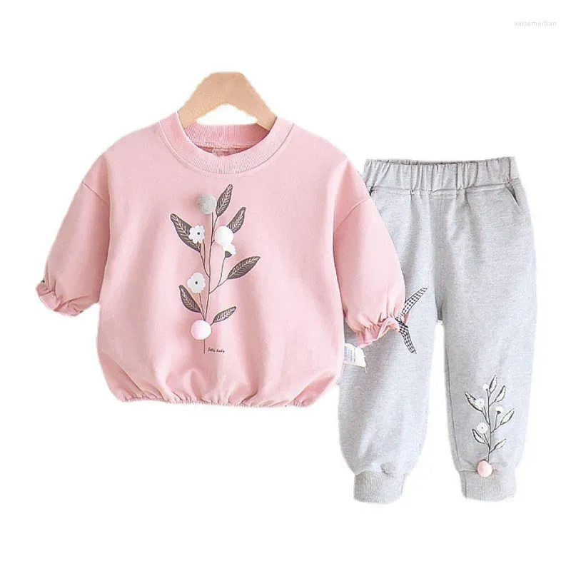 Vêtements Ensembles printemps automne mode bébé fille vêtements enfants enfants mignons pantalons de t-shirts décontractés 2pcs / sets