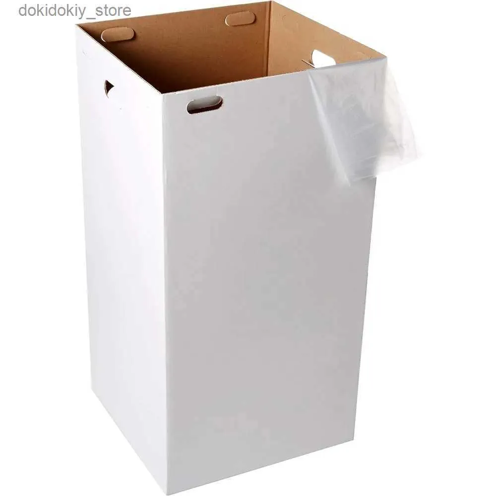 Bodes déchets réutilisables en carton corrigé canettes poubelles - Boulequin de 10 boîtes à poubelle auto-lockin (blanche) + 20 poubelles 40 allons L49