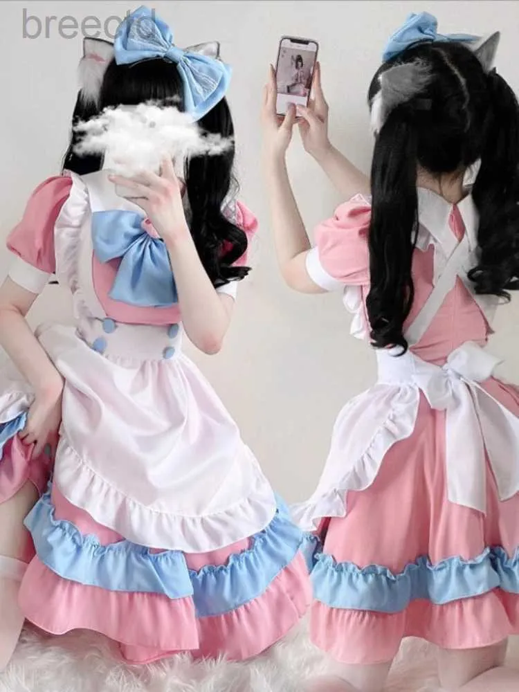 Anime kostuums CP5XL Lolita Maid Dress Vintage serveerster Kostuums voor feestclub Outfit Schoolgirl Cosplay Uniform Cute Chemise Role Play Set 240411