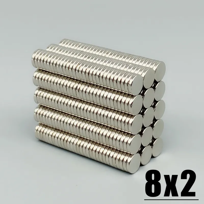50pcs 8x2 8x3 10x1 10x2mm NDFEB Супер сильные мощные магниты 10x2 Круглый магнит Постоянный для аппаратных деталей.