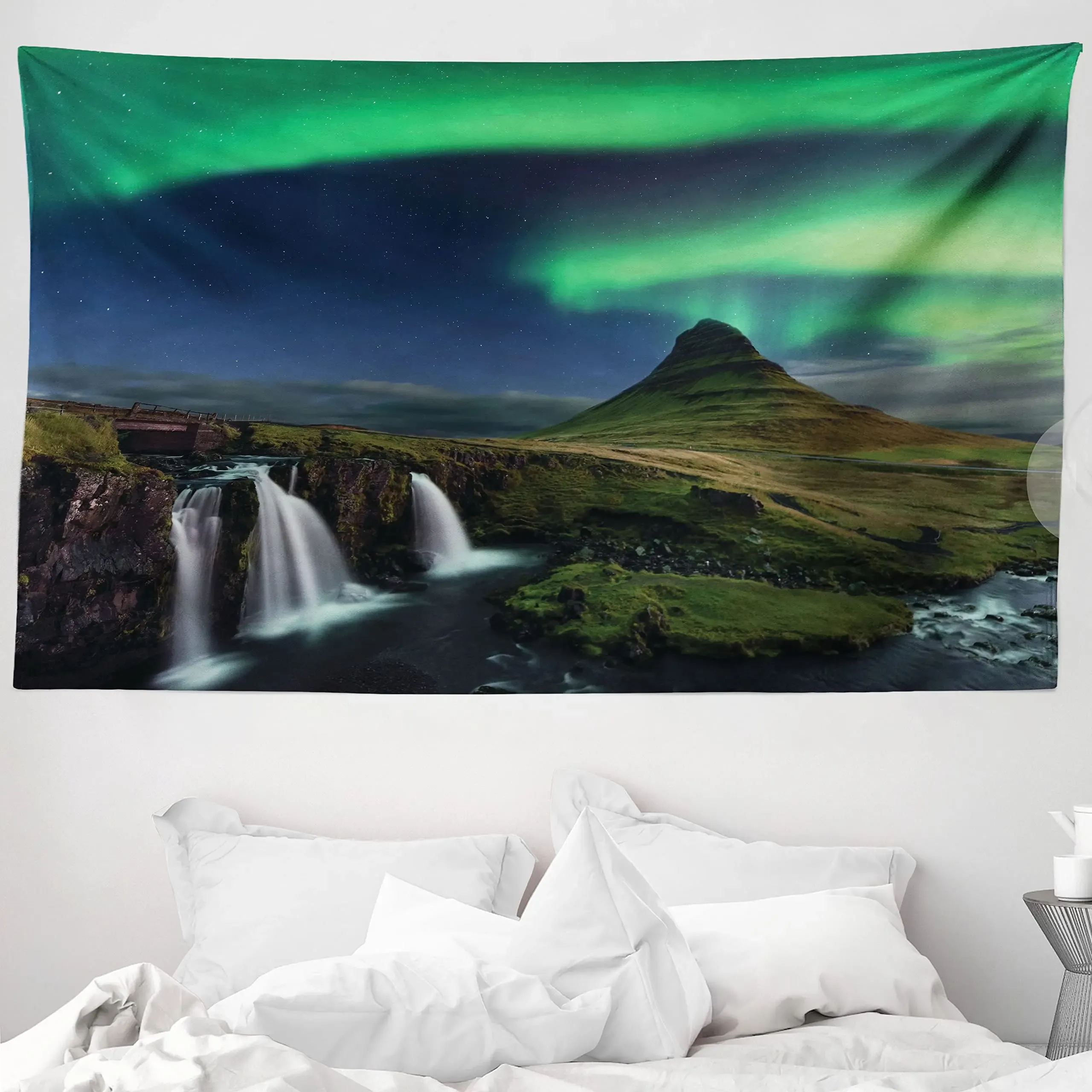 Northern Lights Tapestry Waterfall Night Polar Starry Sky Picnic Mat Plage Touleur serviette murale