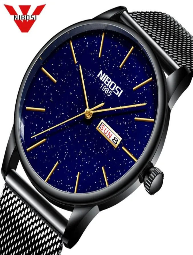 Nibosi Mens Watchs Male Fashion Top Brand Luxury Steel Blue Quartz Watch Men Sport décontracté Affiche Relogo Masculino5849075