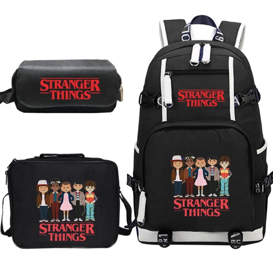 Stranger Things Canvas ryggsäck Set skolväskor för flickor pojkar college studenter reser ryggsäck tonårsbärbar dator resor ryggsäckar9434103