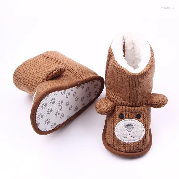 Boots Baby Bear Weave Toddler Flat Fur Unisex Infant Shoes för 0-18m pojke vinter