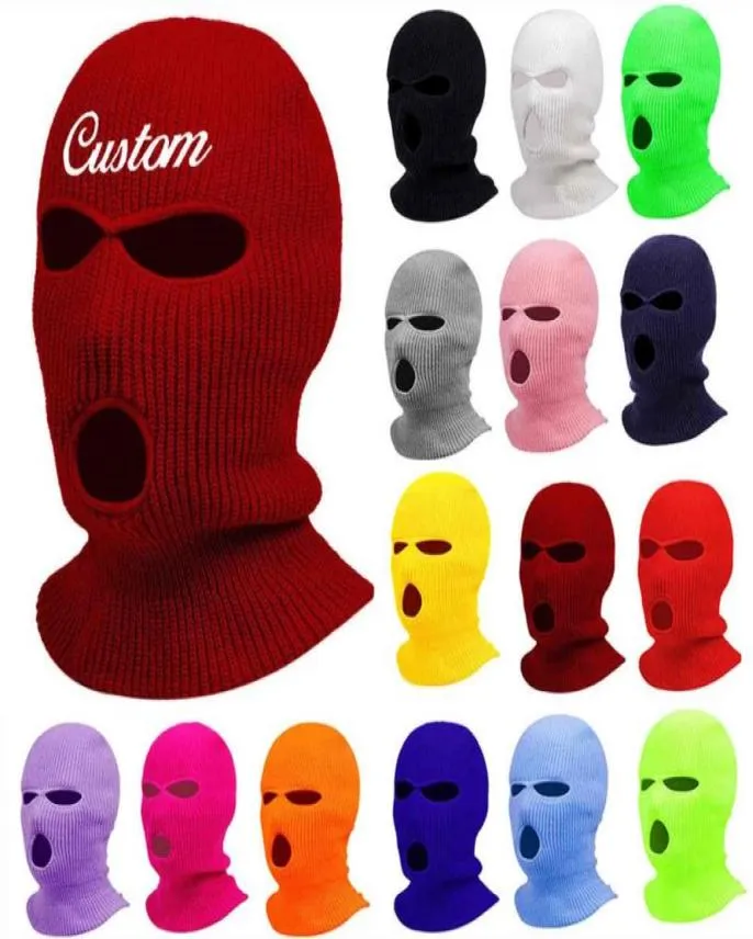 Anpassad text broderad vinterkvinnor beanie hatt balaclava cykling skidmask män personaliserade ditt namn drop327g5385759