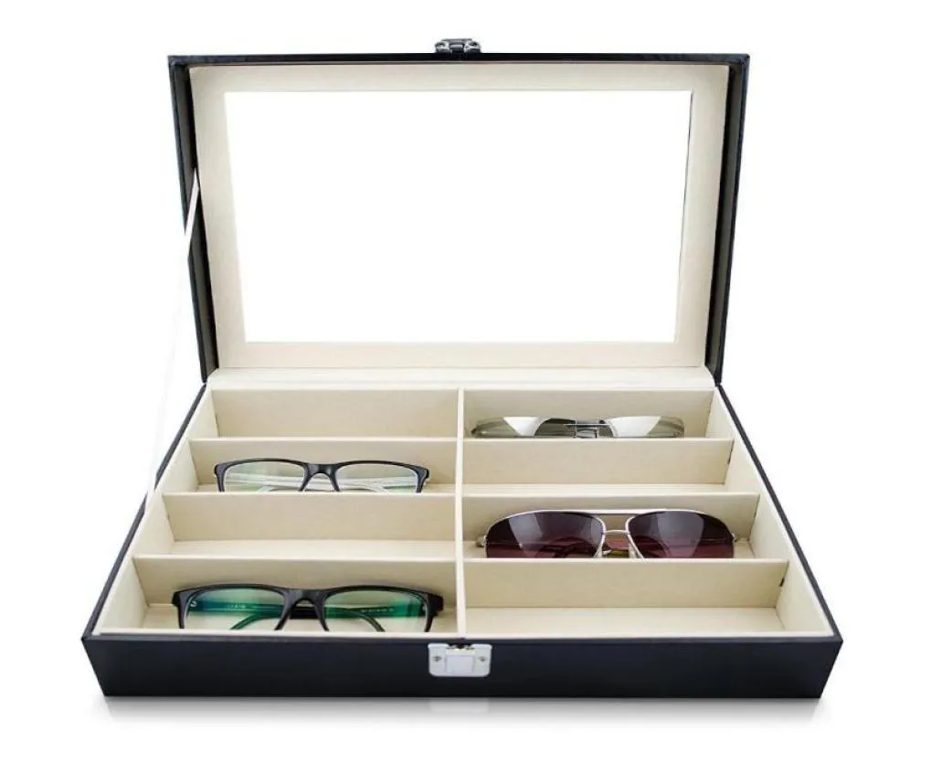 Brille Sonnenbrille Aufbewahrungsbox Imitation Lederbrillen Display Hülle Lagerorganisator Kollektor 8 Slot7353778