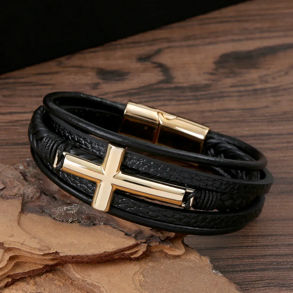 デジクアル♥️ブラックレザー葉刺繍ベルト Amazon.com: Cy trendy Black Handmade Woven Leather Bracelet
