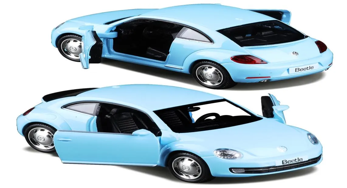 1:36 Legering Diecast metalen automodel voor het nieuwe Volkgen Beetle Collection Model Pull Back Auto Toys - Red / Sky Blue2590487