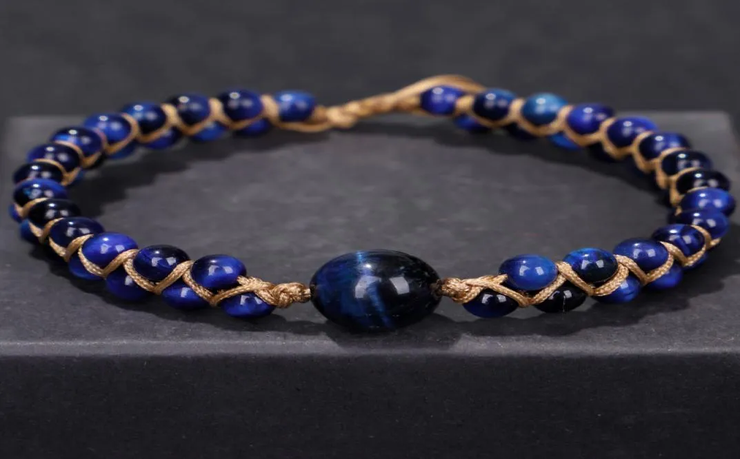 Fehame di alta qualità lapis naturale lazuli blu tigre perline per sfere di pietra per le donne per donne si estendono la coppia di braccialetti rotondi regalo5819226