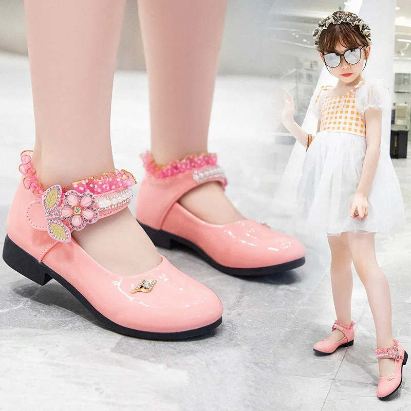 Kids Princess Buty dziecięce miękkie solarne buty maluchowe dziewczyny pojedyncze buty Rozmiary 26-36 Q9AE#