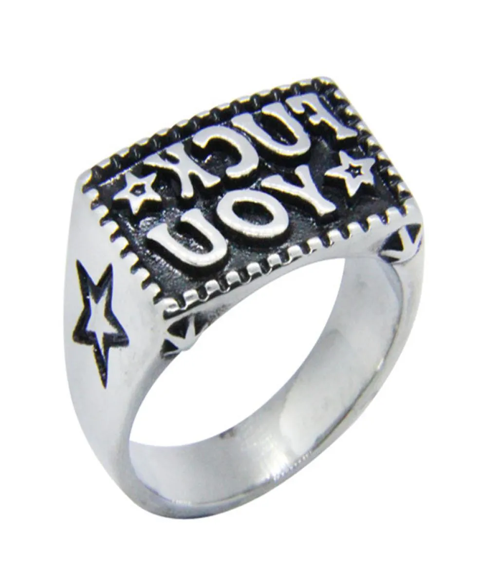 5pcslot New FK YOU Star Ring 316L Stainless Steel Fashion Jewelry Popular Biker Hip Style5472234