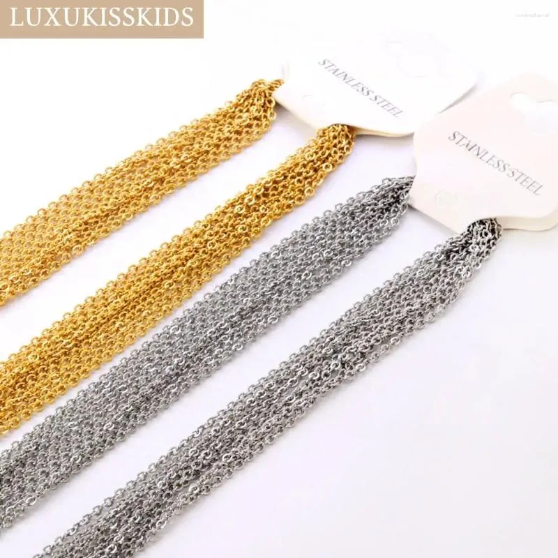 チェーンluxukisskidsステンレススチールディエジュエリーメイキングO-chainネックレス10pcs/lot 1.5/2mm女性アクセサリーチョーカー18kゴールデン