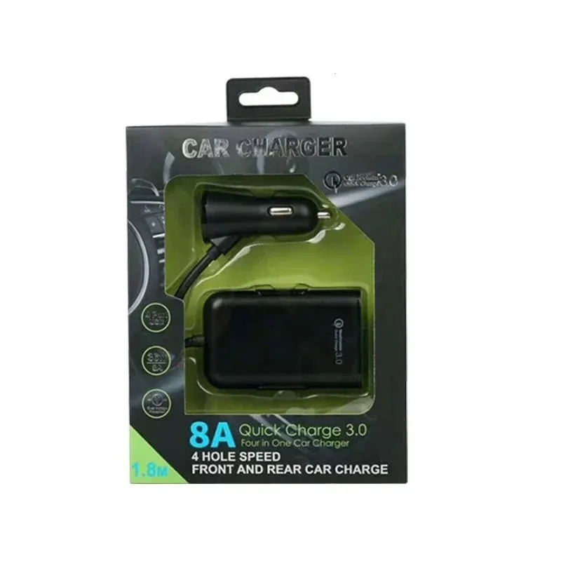 NOUVEAU 2024 QC3.0 4 ports Car Chargeur USB Chargeur Fast Charge Adaptateur d'alimentation plus allume