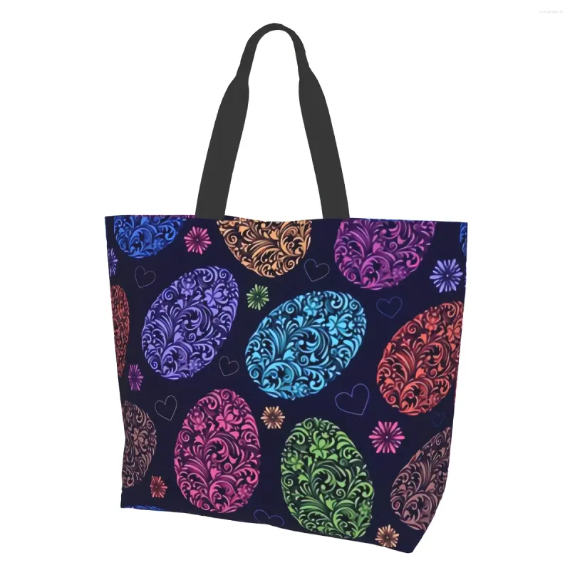 Shopping Bags Easter Eggs Tote Bag Women Casual Shoulder Handbag Reusable Multipurpose Heavy Duty Grocery For Outdoors