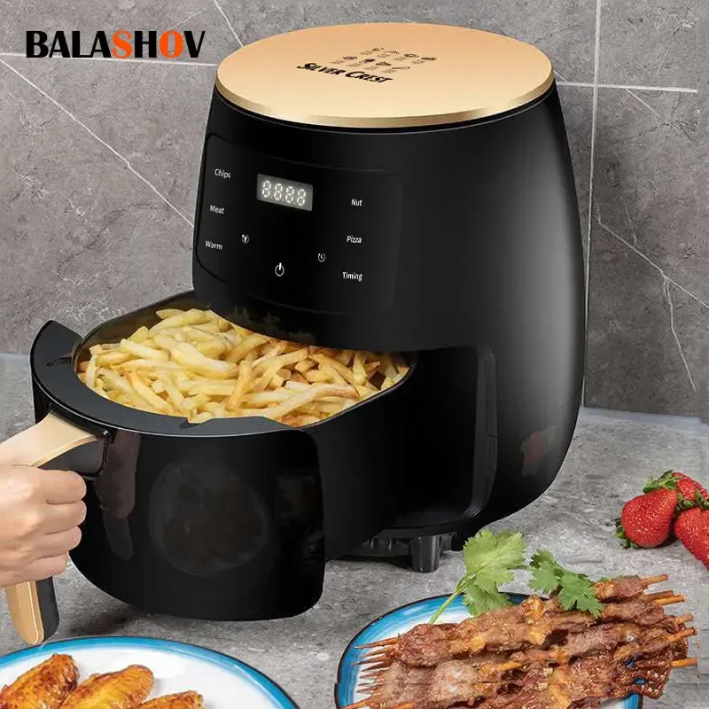 Fryers 1400W Air électrique Fryers 4,5 L Smart Automatic Maison à 360 ° Cauque LED