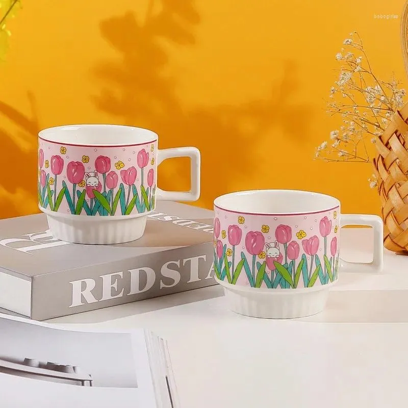 Tasses tulip mark tasse avec cadeau à la main haute beauté créative et mignon peut être imprimé