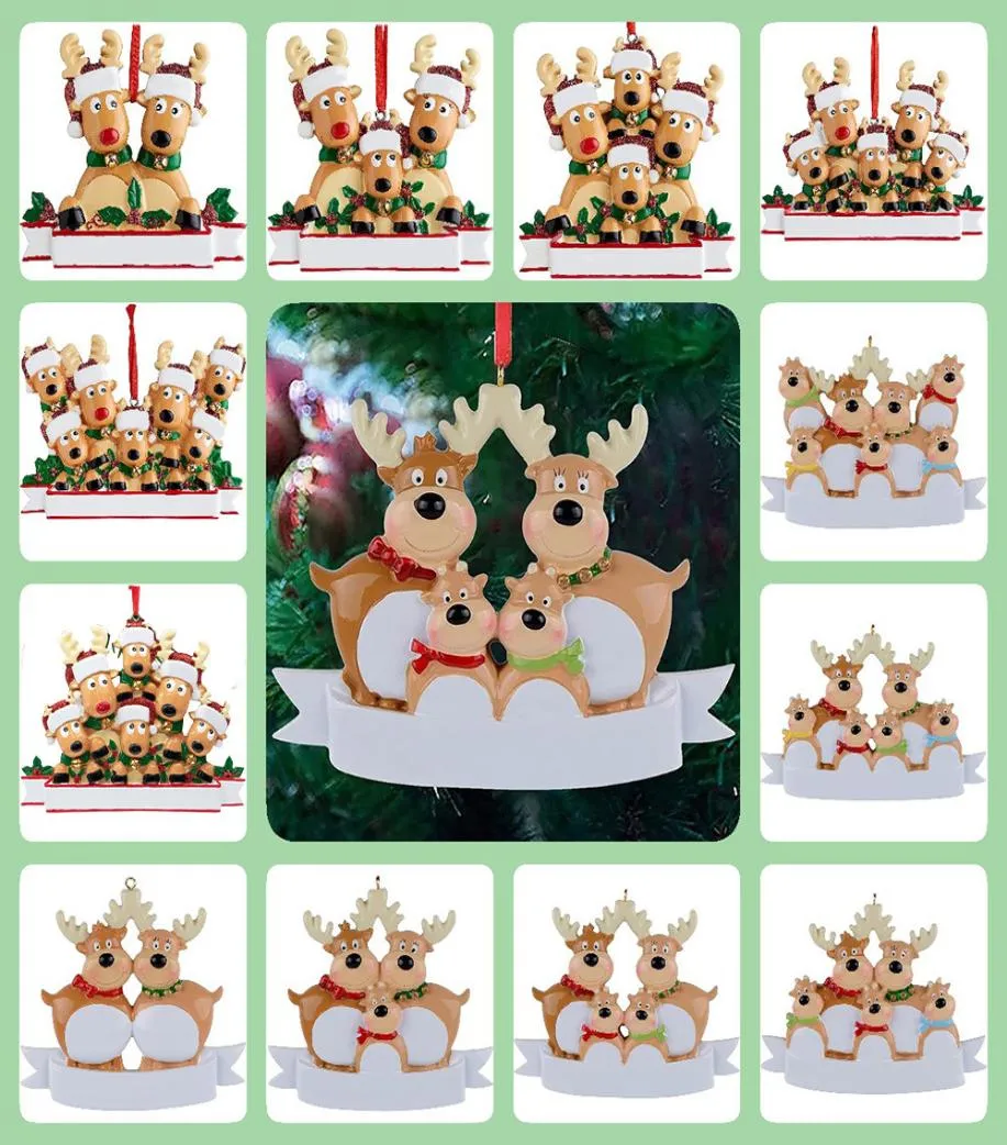 Christmas Rendeer Ornements de Noël Trees Resin Nom de bricolage personnalisé Famille de 3 5 Cadeau de décorations de suspension Home Decro4246482