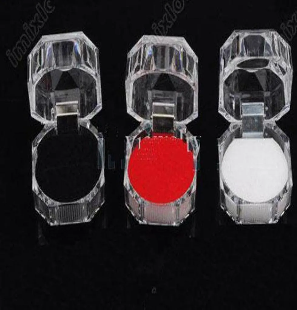 60st 3Colors 60st Rings Box Jewelry Clear Acrylic Billiga lådor Bröllopspresent Ring Stud Dust Plug Box7486901