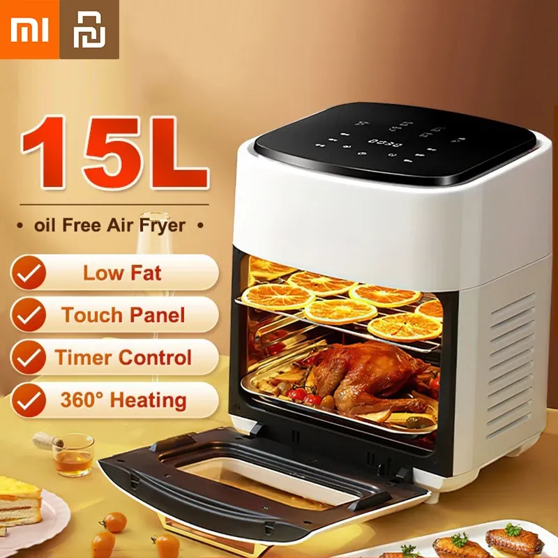 Fritas Xiaomi Youpin Air Fryer Visível toque inteligente Touch de grande capacidade elétrica sem óleo sem óleo Forno digital Appliçamento doméstico