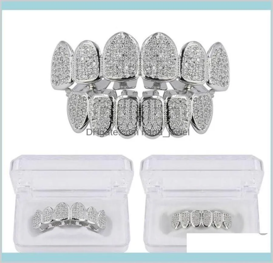 Grillz Dental Body Hip Hip Hop Jewelry Mens Diamond Teeth Personality Gold Iced Out Grills Rapper Menファッションアクセサリードロップ1002392