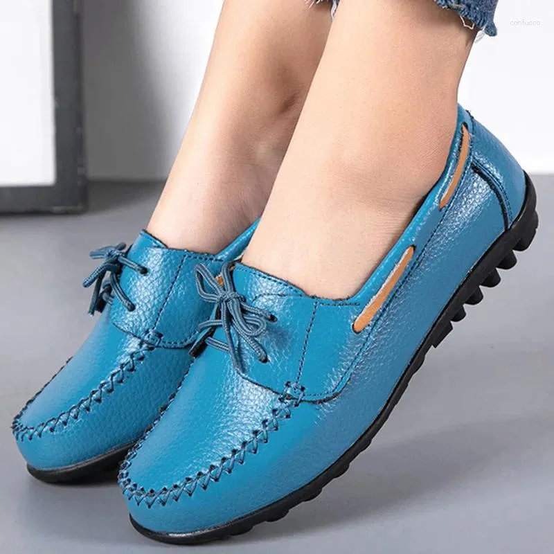 Casual Shoes Woman Flat Women Lace Up 2024 Women's Moccasins Sneakers för kvinnliga andningsbara lägenheter som går Chaussure Femme