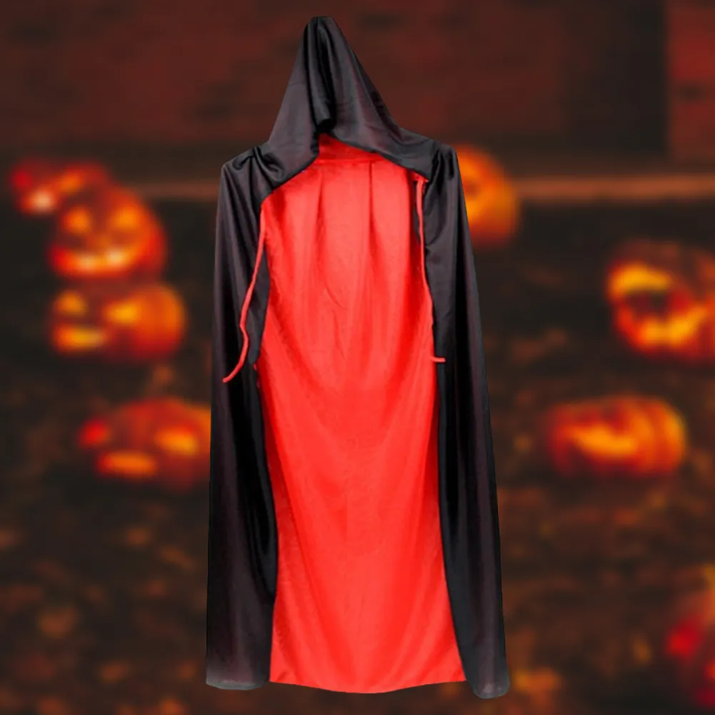 Cape Vampire Rouge TIMESETL 1,4m - Capuche Oversize - Déguisement Halloween Et Fêtes - Réversible