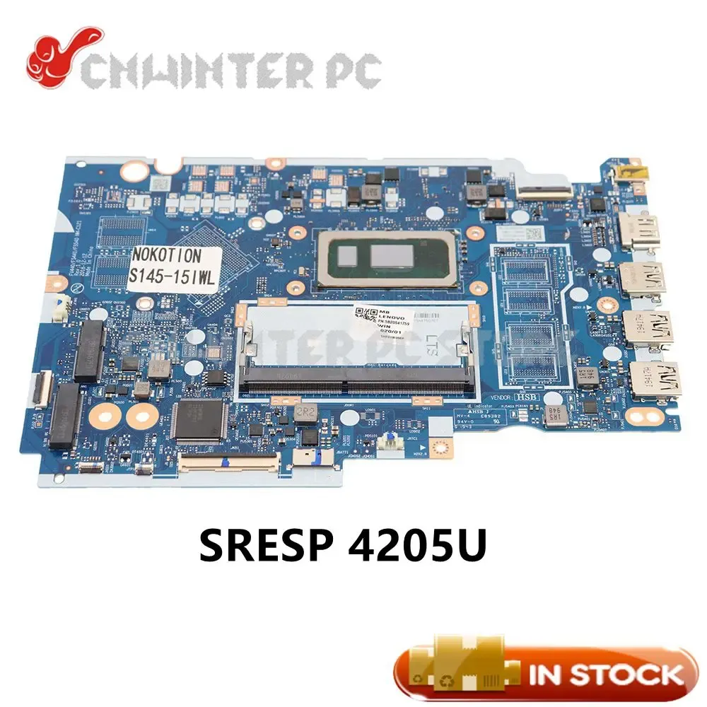 Anakart Nokotion 5B20S41746 FV440 FS441 FS540 NMC121 Lenovo S14515IWL Dizüstü Dizüstü Bilgisayar Anakart SRESP PENTIUM 4205U CPU DDR4