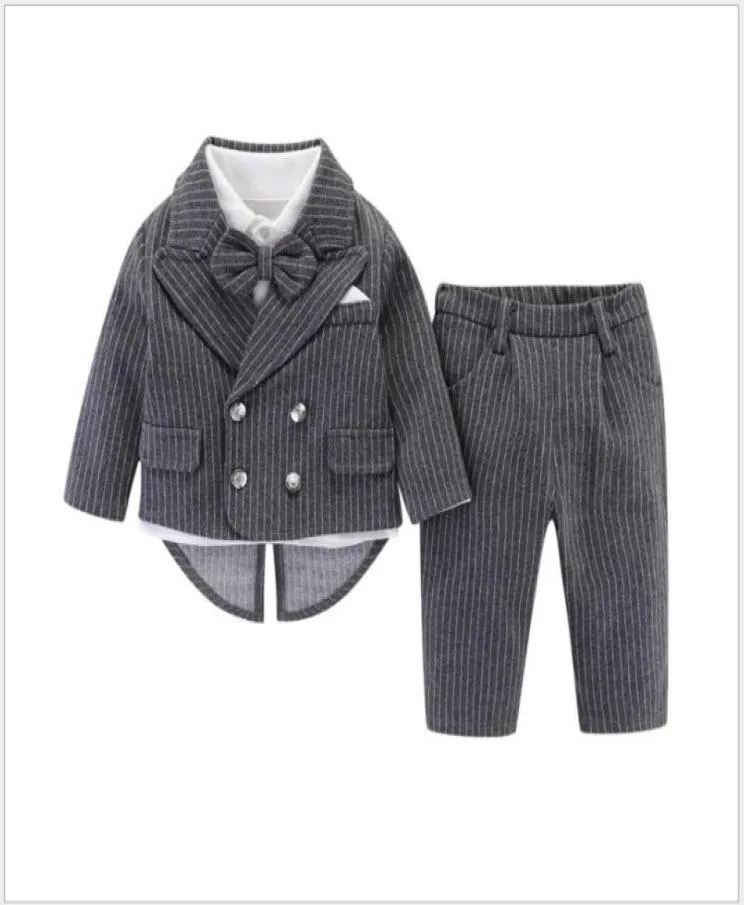 GODE KWALITEIT 4PCS SETS VOOR JAGEN Gentleman Style Suit JacketsShirtbowtiepants Baby Boy Clothing Set Kids Outfits7767335