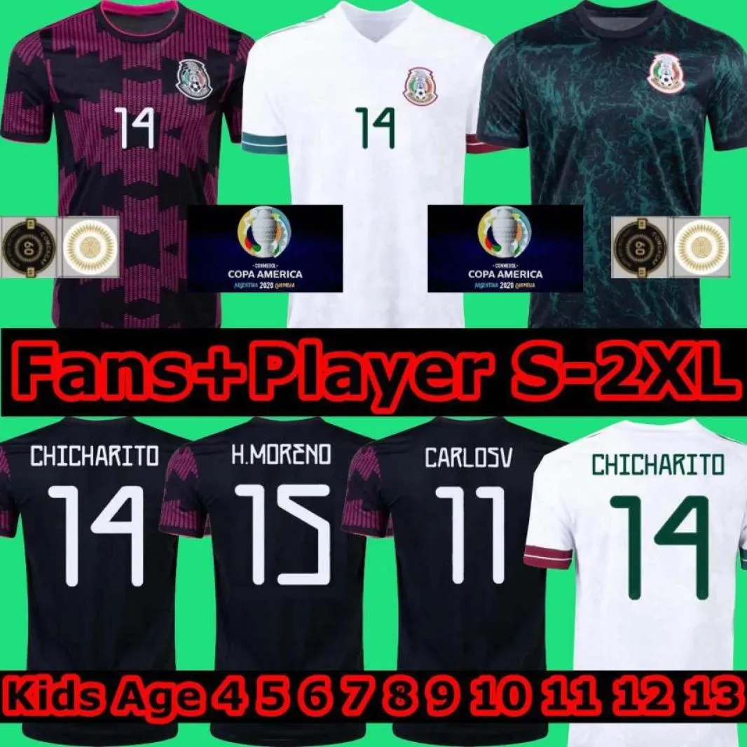 Mexico Soccer Jersey Home Copa America Fan Player Wersja Camiseta 20 21 Chicharito Lozano Dos Santos 2021 2022 Jimenez Camiseta 3258681