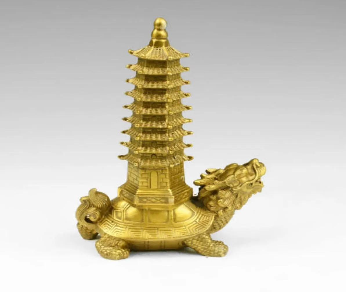 Pure Copper Dragon Turtle Nine Layers Wenchang Tower Fortune Small Place9705798