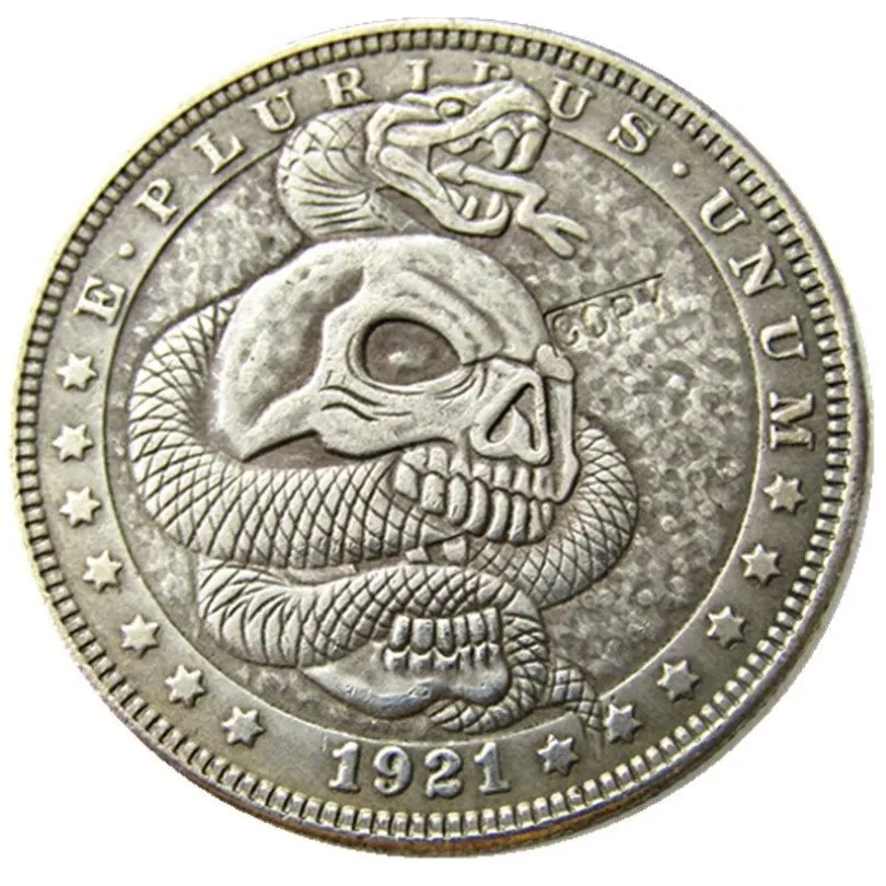HB89 Hobo Morgan Dollar Skull Zombie szkielet kopia monety mosiężne ozdoby rzemieślnicze dekoracja dom