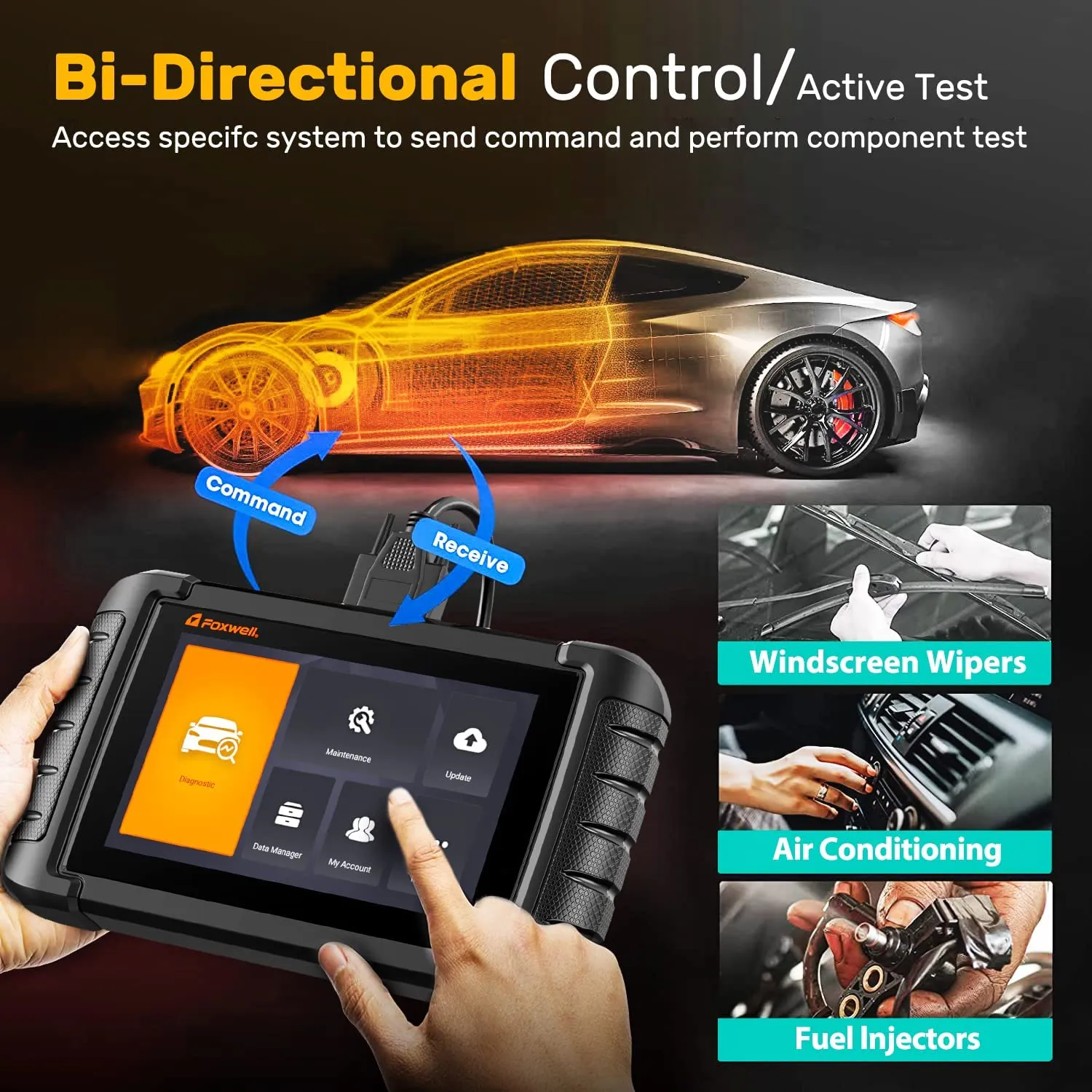 Foxwell NT809 OBD2 Scanner Bi-Directional ABS/SAS/TPMS/Oil Car