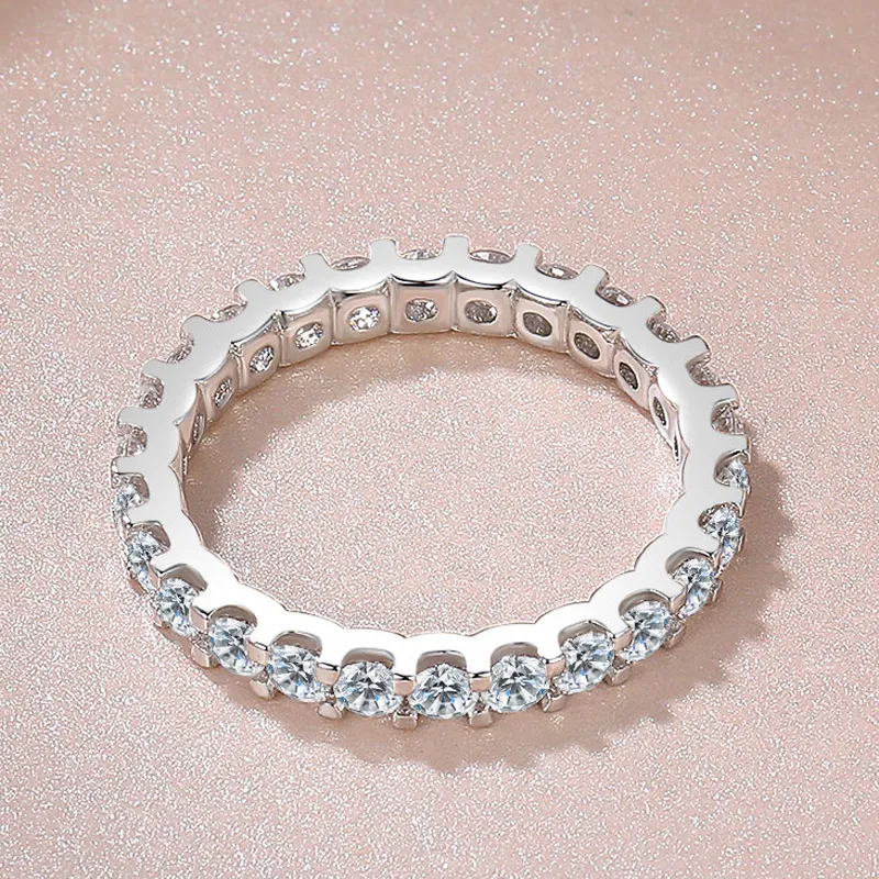 Sparkling Gorgeous Handmade Full Round Cut Moissanite Diamond Gemstones Wedding Rings Pure 100% 925 Sterling Silver_voghion.com
