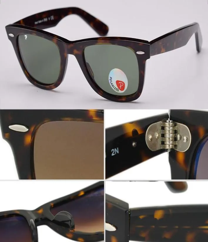 Classic da uomo polarizzato da uomo da 50 mm Occhiali da sole Acetato quadrato acetato vero Uv400 Lenti di vetro Gli occhiali da sole includono leat2740324 nero o marrone 2740324