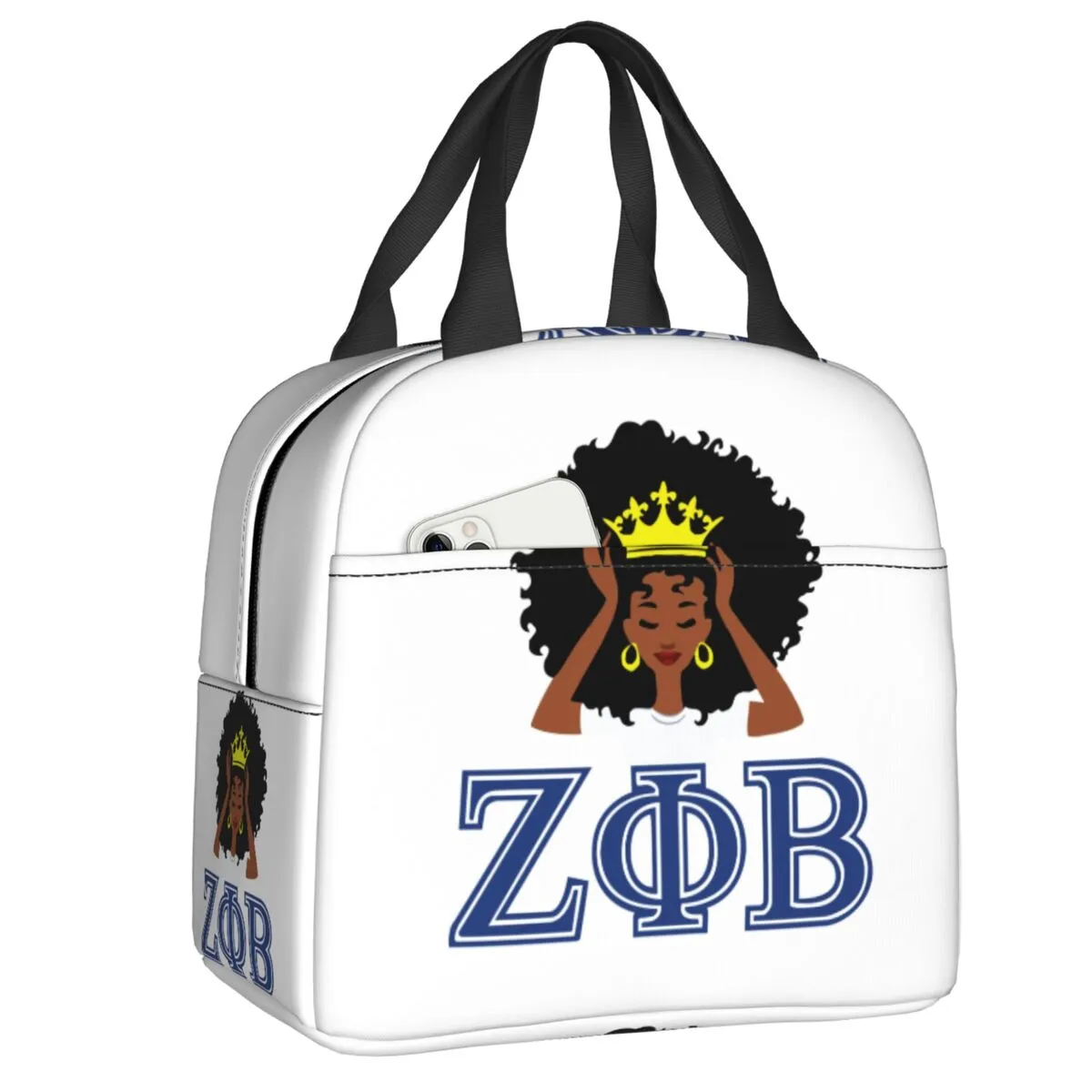 Zeta Phi Beta Lunch Bag voor vrouwen Herichte koeler Thermisch geïsoleerde Bento Box Kinderschool Kinderen Voedsel Picnic Opslag Tas