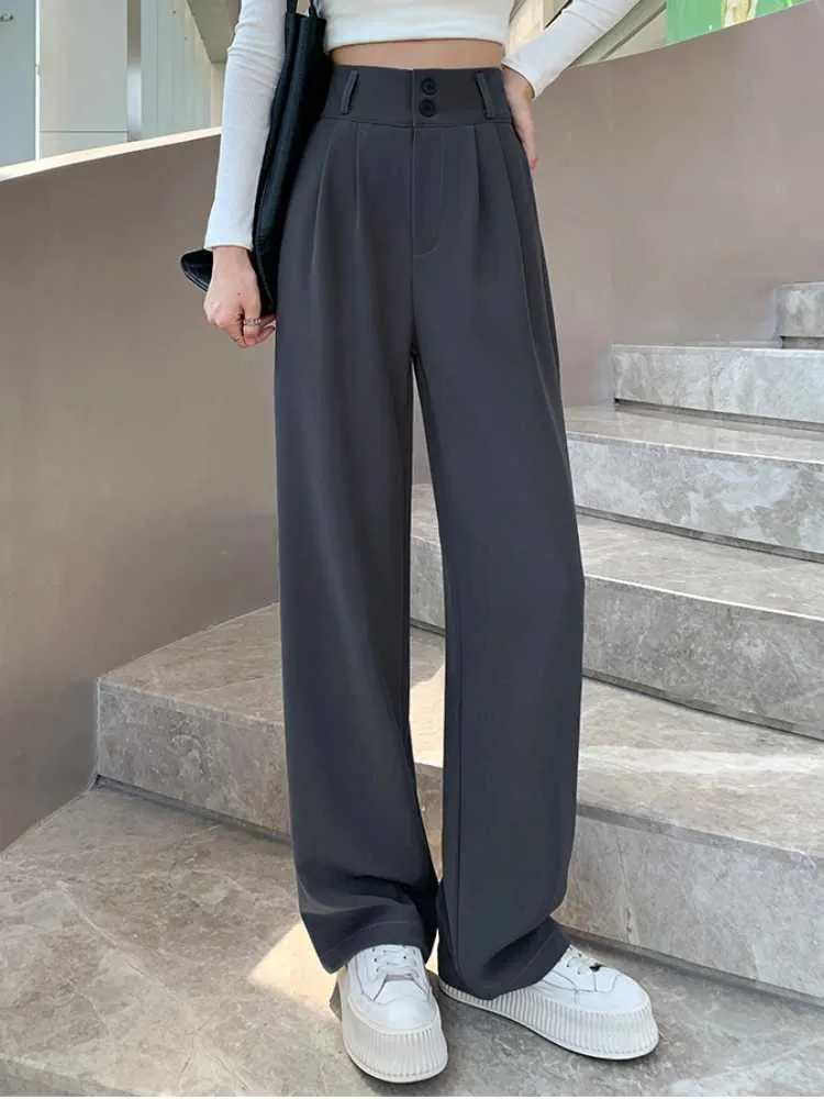 Pantalones De Vestir De Pierna Ancha Btfbm 2025 Para Mujer De Cintura Alta Negros Venta Internacional Mkp 99172937